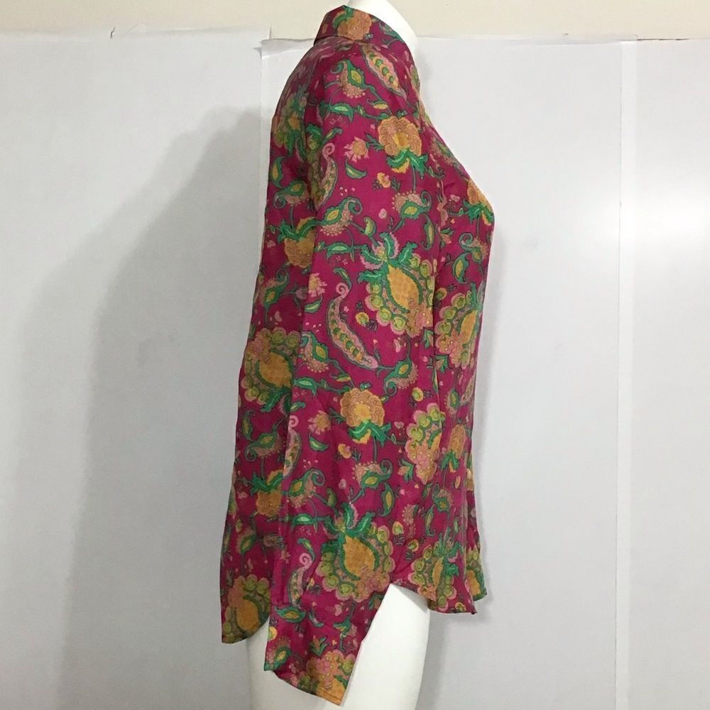 Ralph Lauren Pink Floral Long Sleeve Blouse 100% Silk Size Small - Picture 3 of 9